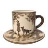 Kaffeetasse und Teller lustigen Hund und Mädchen VK028