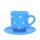 Coffe mug with small plate light blue