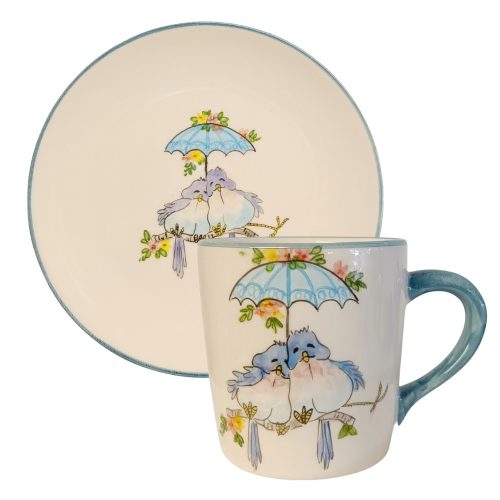 Love bird couple mug and breakfast plate
